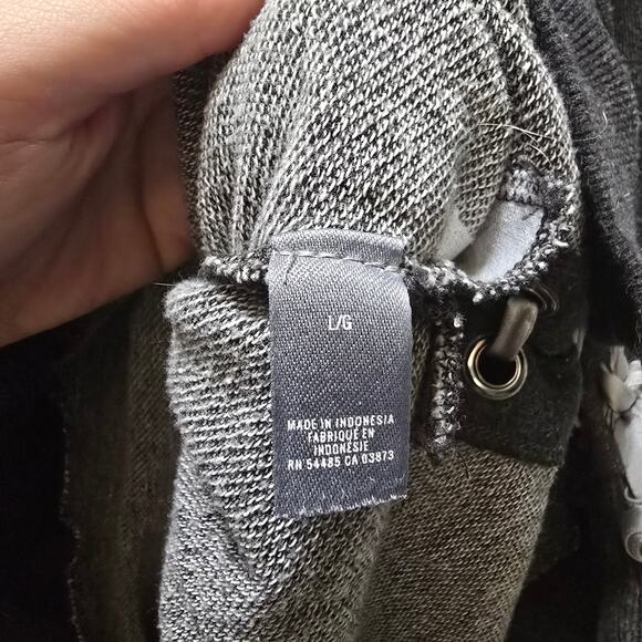 Aerie dark gray terry cloth long sleeve sweatshirt ribbon ties boat neck large - Picture 8 of 11